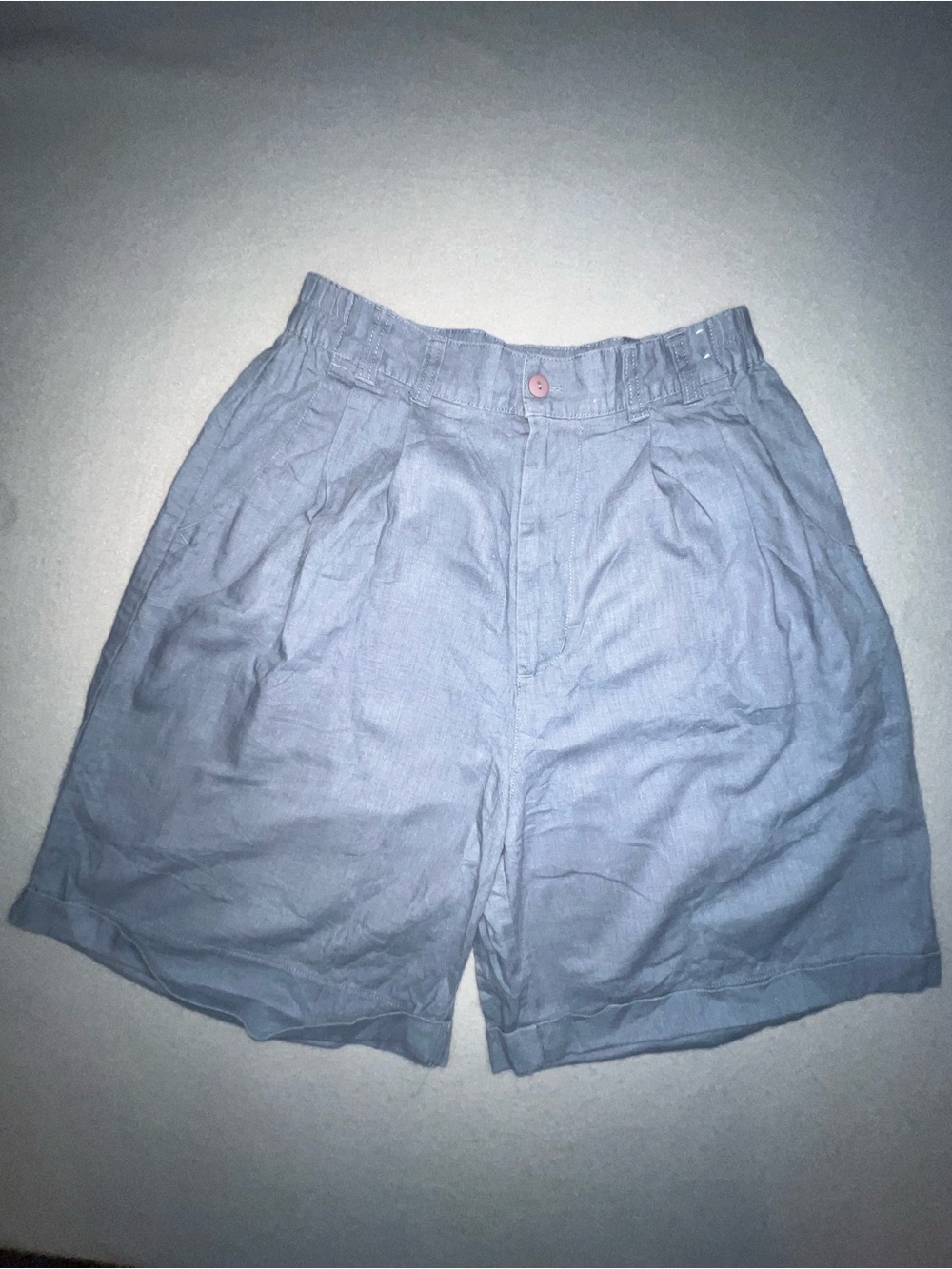 Gina Peters Women's Blue Linen Blend Pleated Casual Shorts Size M